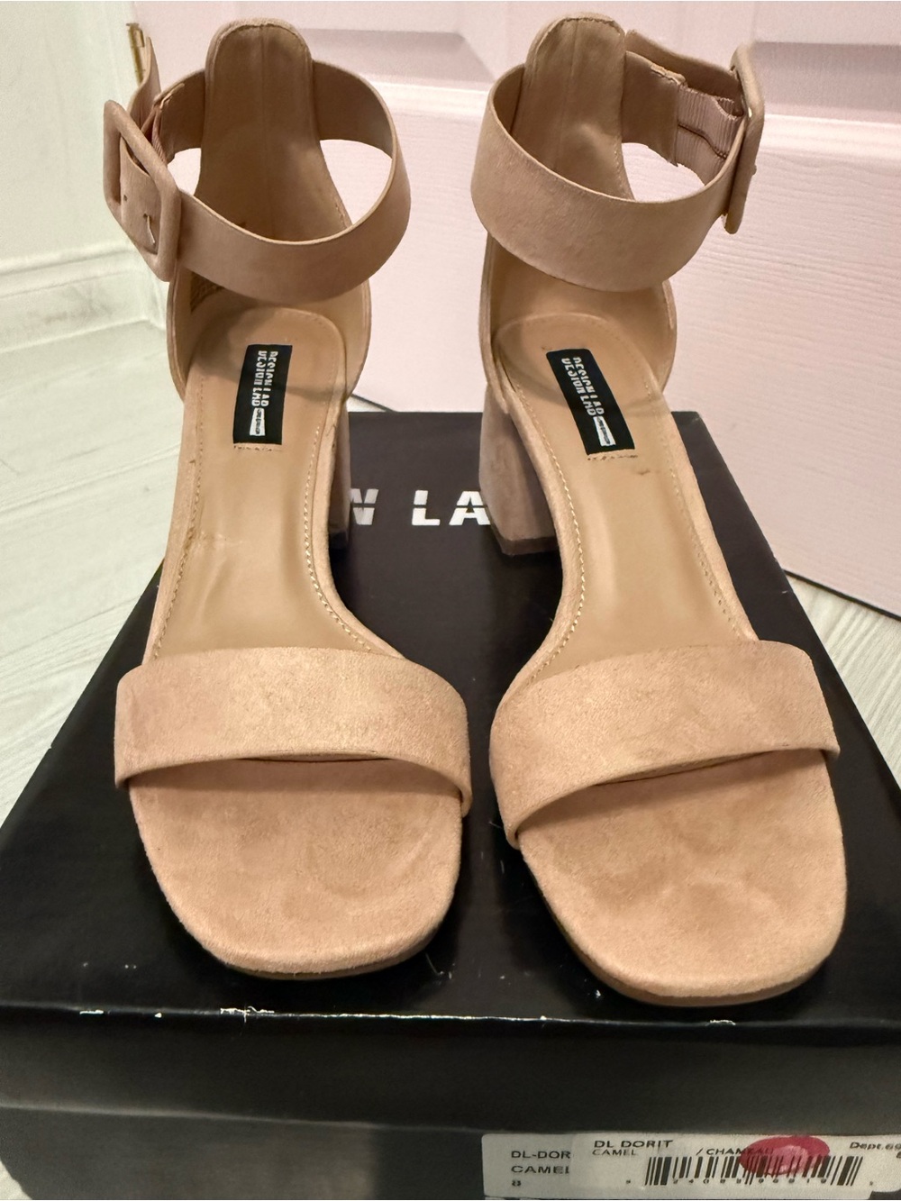 Design Lab Lord & Taylor Camel Ankle-Strap Block Heels